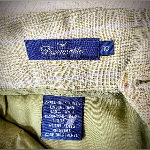EUC Faconnable Green Cuffed Linen Shorts w/ Rayon Lining, Women's Size 10 - Picture 7 of 7
